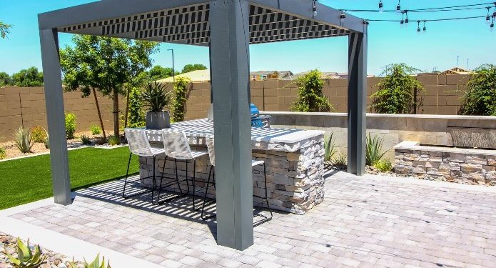 Modern Backyard Patio with a Metal Pergola in Austin, TX, & Surrounding Areas